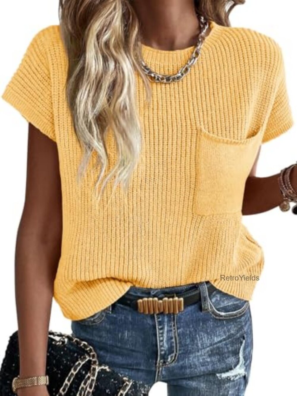 NWT Women's Ribbed Knit Sweater Vest Crew Neck Loose Fit Lightweight